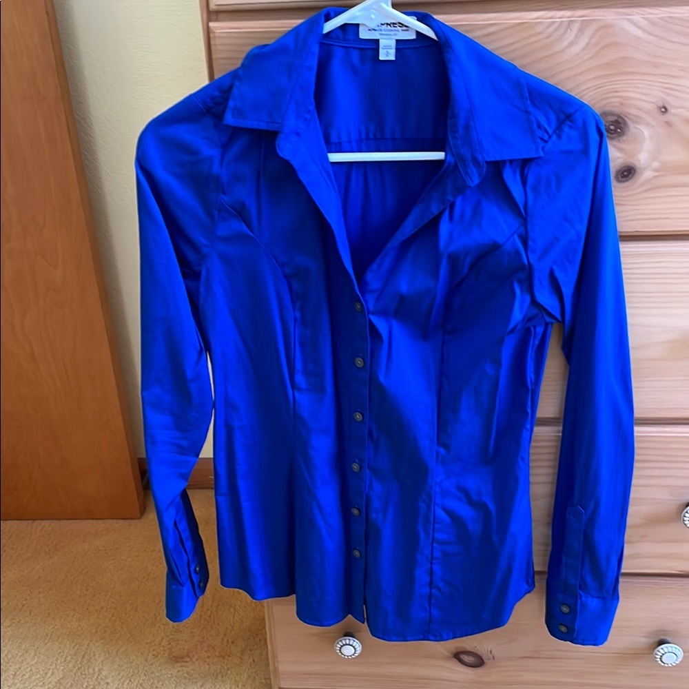 Women's Blue Button-Up Shirt